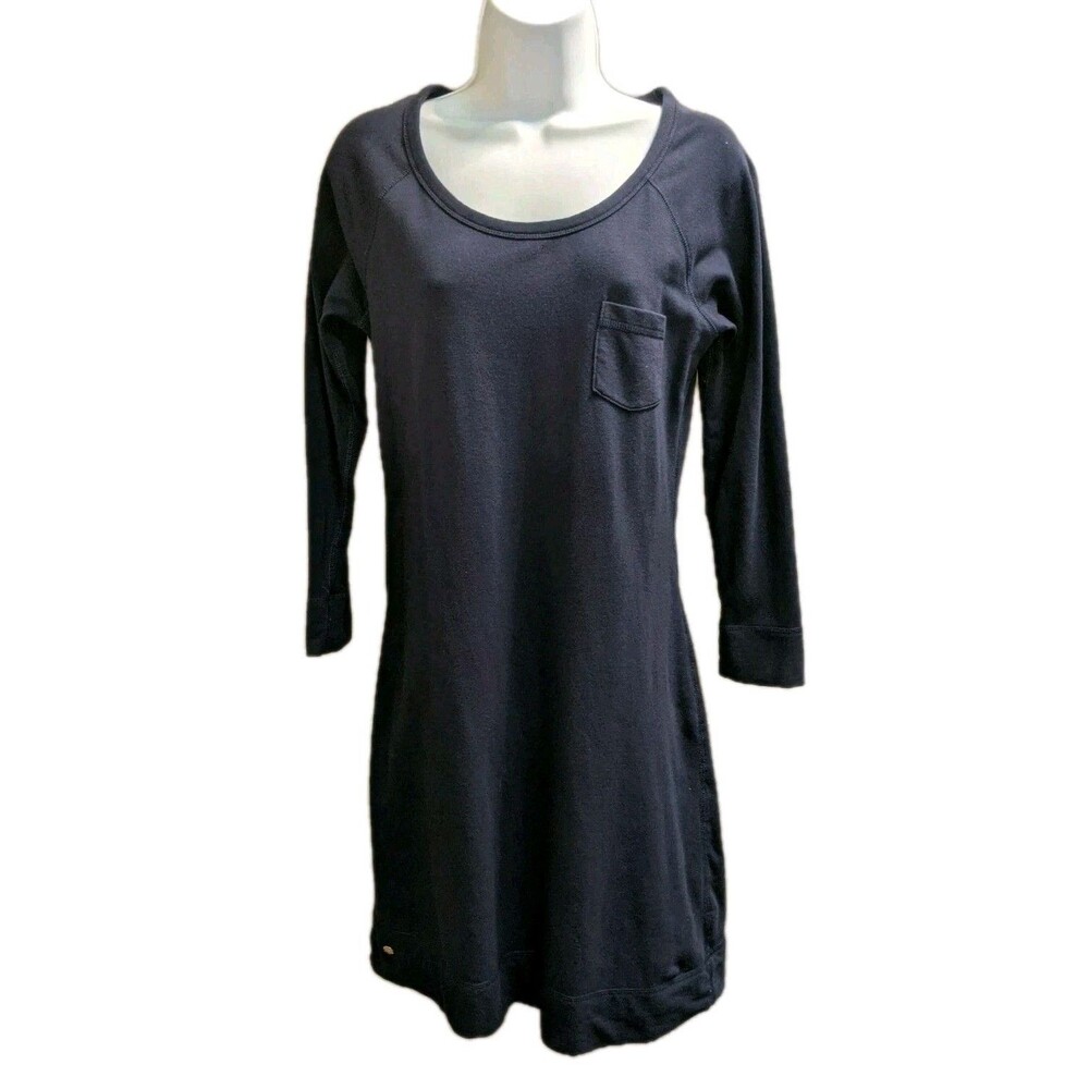 Lilly Pulitzer Preston Dress Sz M Navy Blue Long Sleeve Cotton Preppy Classic